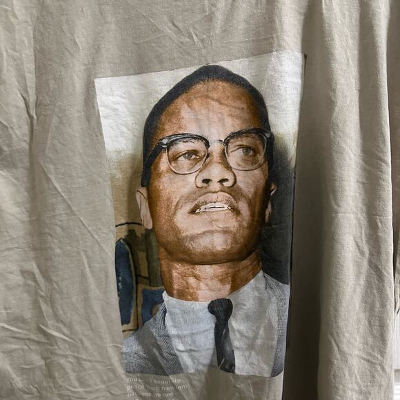 💥Malcolm X Graphic Tee Cut off sleeves Unisex size 2X Tan color freedom - Picture 4 of 10